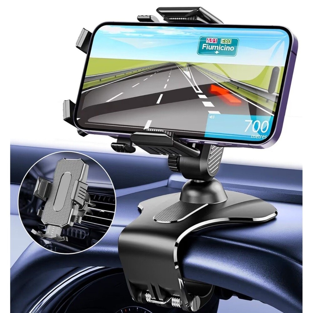 360° Car Phone Holder Dashboard Clip Mount Stand for iPhone Samsung & Others